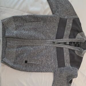 Buffalo David Bitton Gray and Black Knit Zip-Up Sweater
